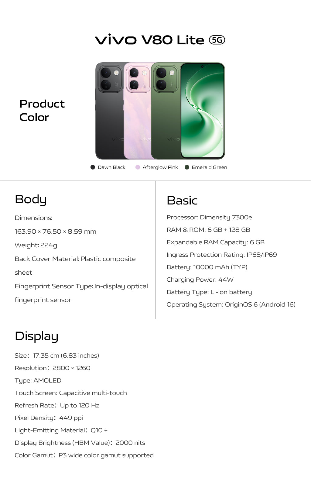 vivo V80 Lite 5G product